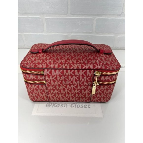 Michael Kors Jet Set Double Zipper Travel Case Chili Multi - Picture 8 of 11